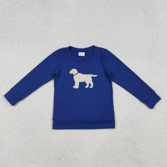 Navy Embroidery Dog Long sleeve Shirt BT1333