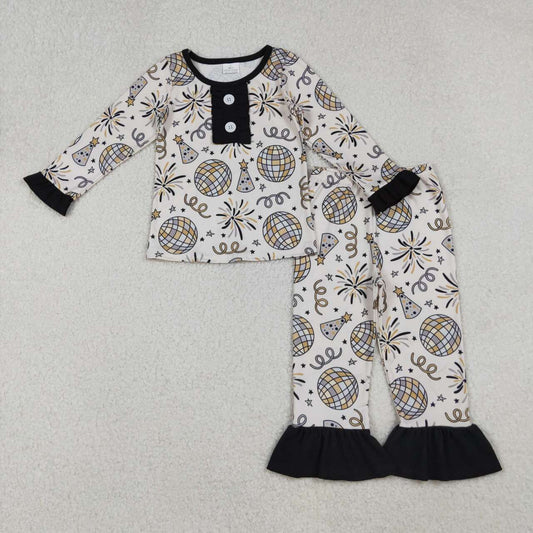 Happy new years long sleeve kids pajamas GLP2563