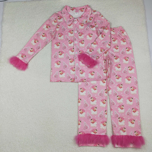Adult Christmas Pink Santa Feather Pajamas  GLP2718
