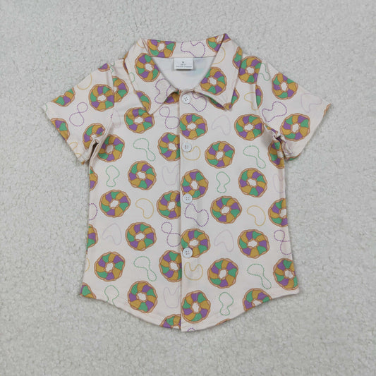 mardi gras Button up Boy Shirt BT1372