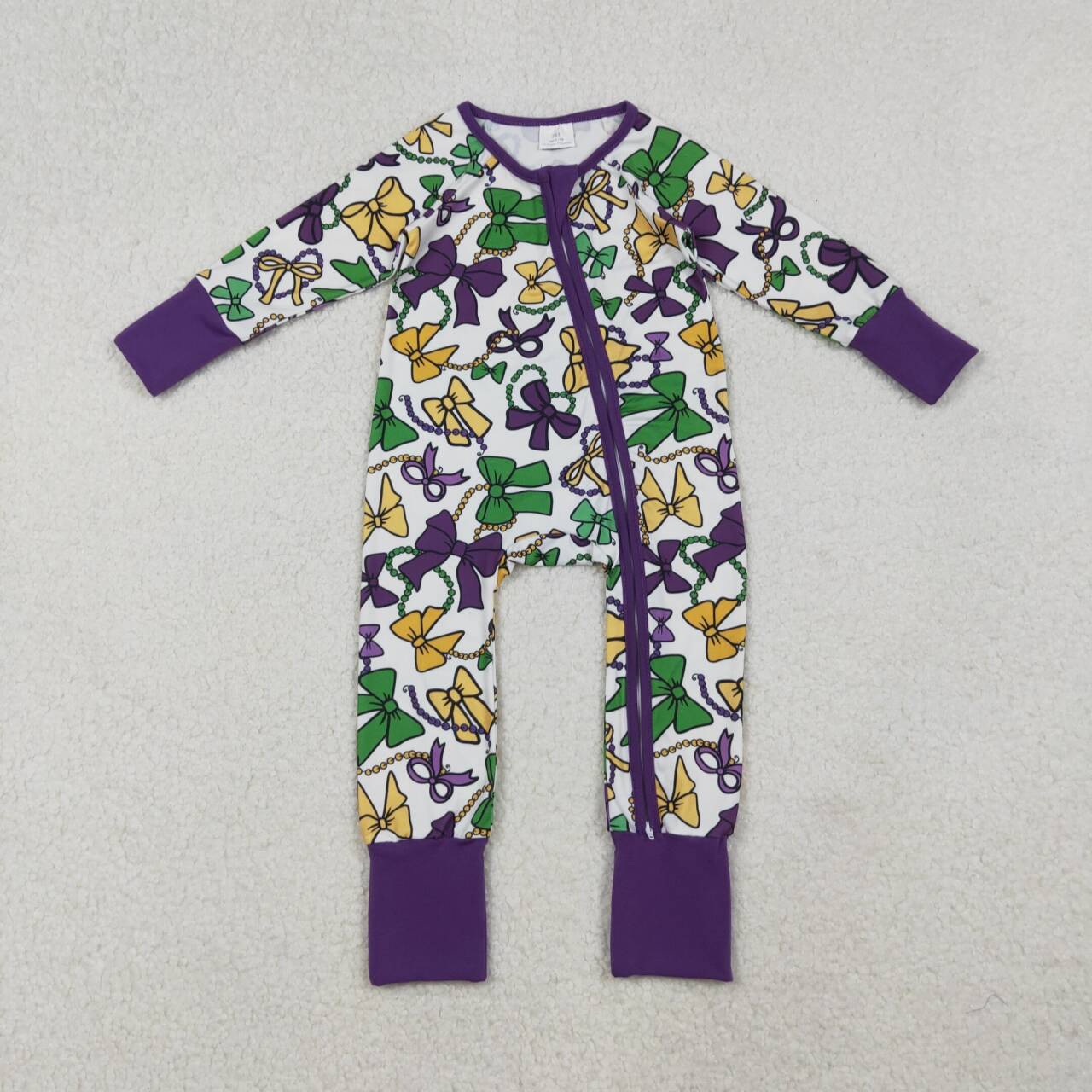 Mardi Gras long sleeve Baby Romper LR2678