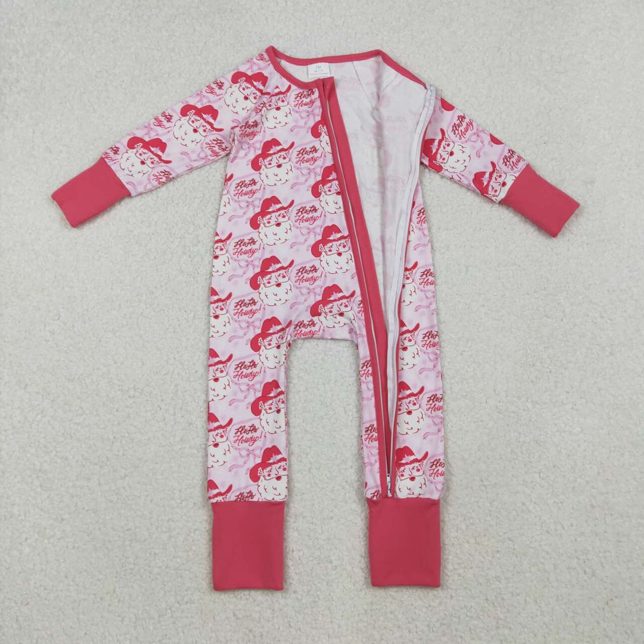 Christmas Pink Santa long sleeve Baby Romper LR2243
