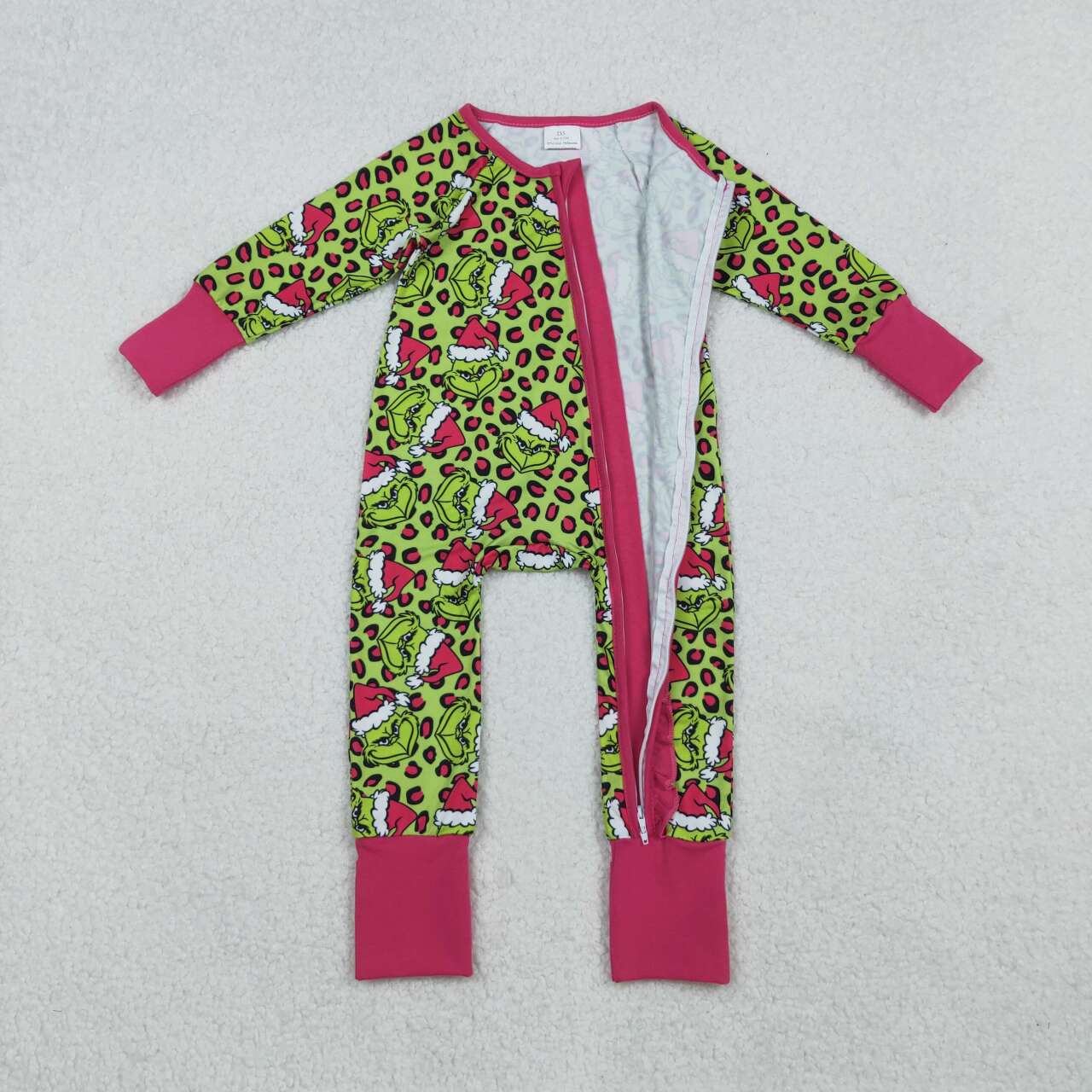 Christmas Green leopard long sleeve Baby Romper LR2520