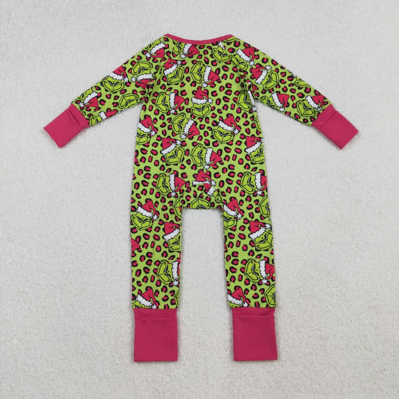 Christmas Green leopard long sleeve Baby Romper LR2520