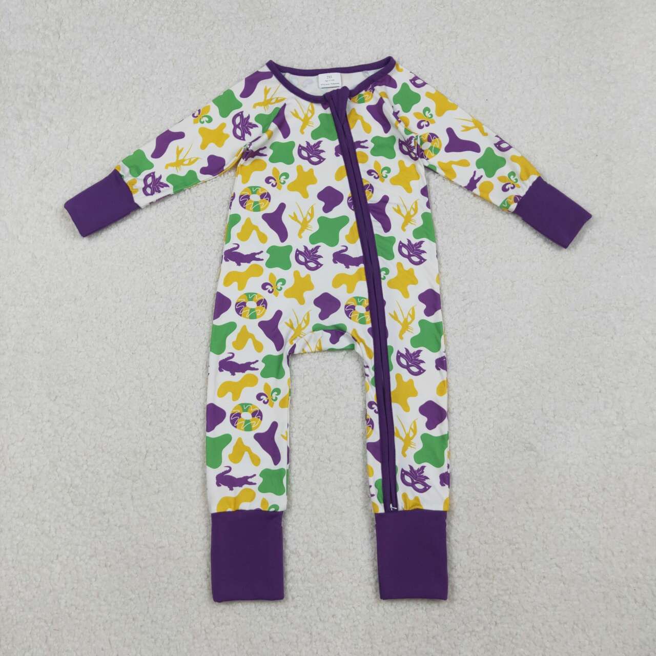 Mardi Gras long sleeve Baby Romper LR2637