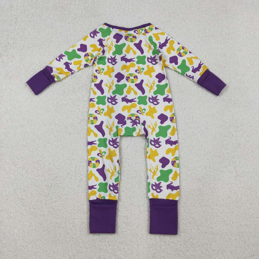 Mardi Gras long sleeve Baby Romper LR2637