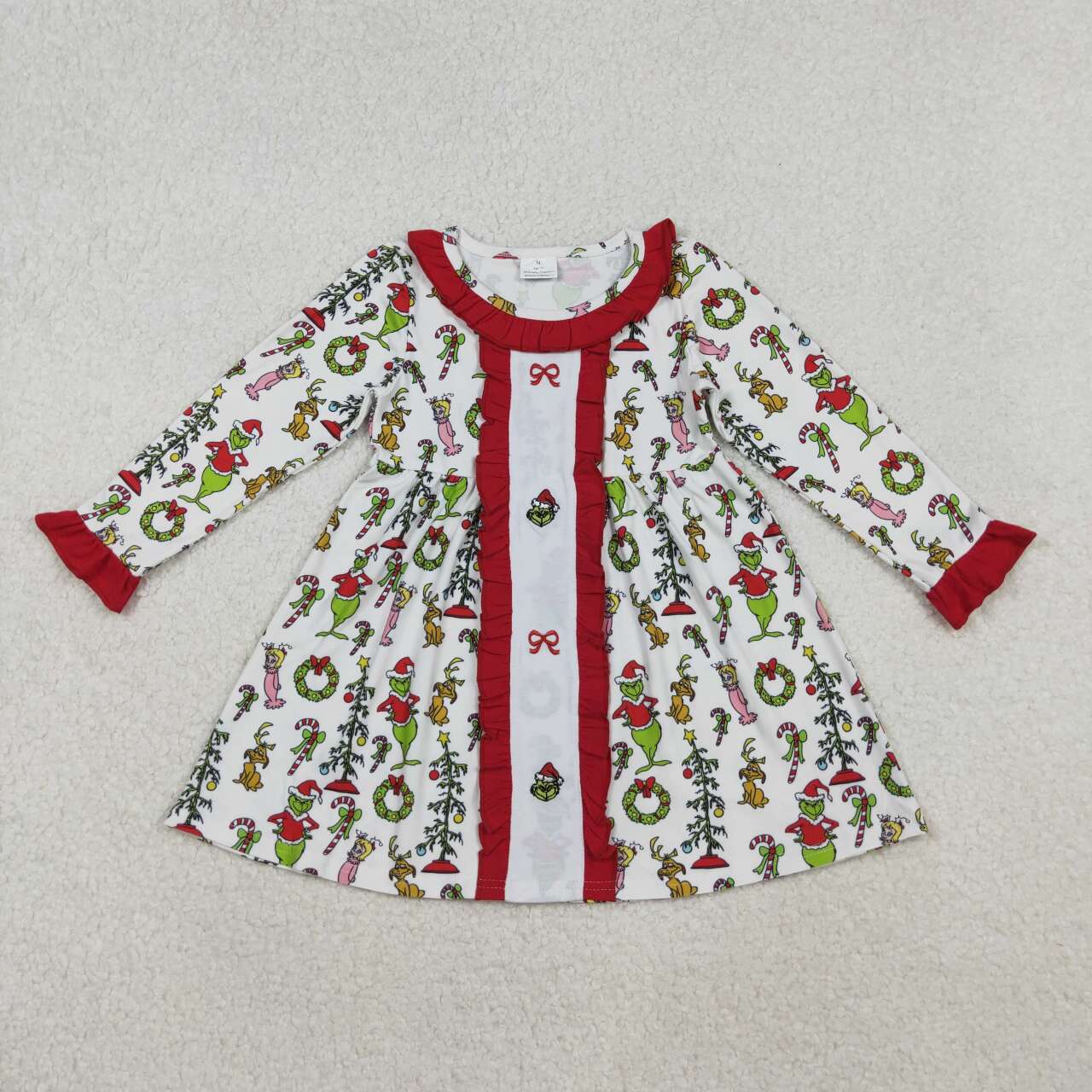 Christmas embroidery Santa Girls dress GLD1289