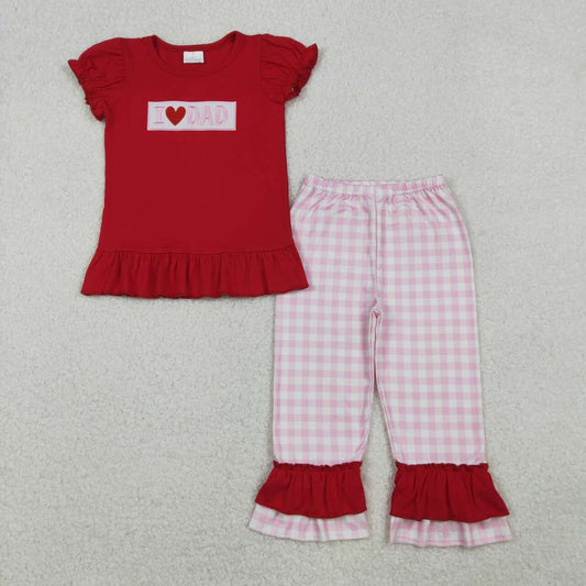 embroidery i love dad Girls set GSPO2072