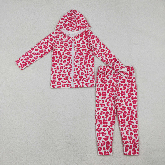 Hot Pink Leopard full zip jogger Set GLP2790