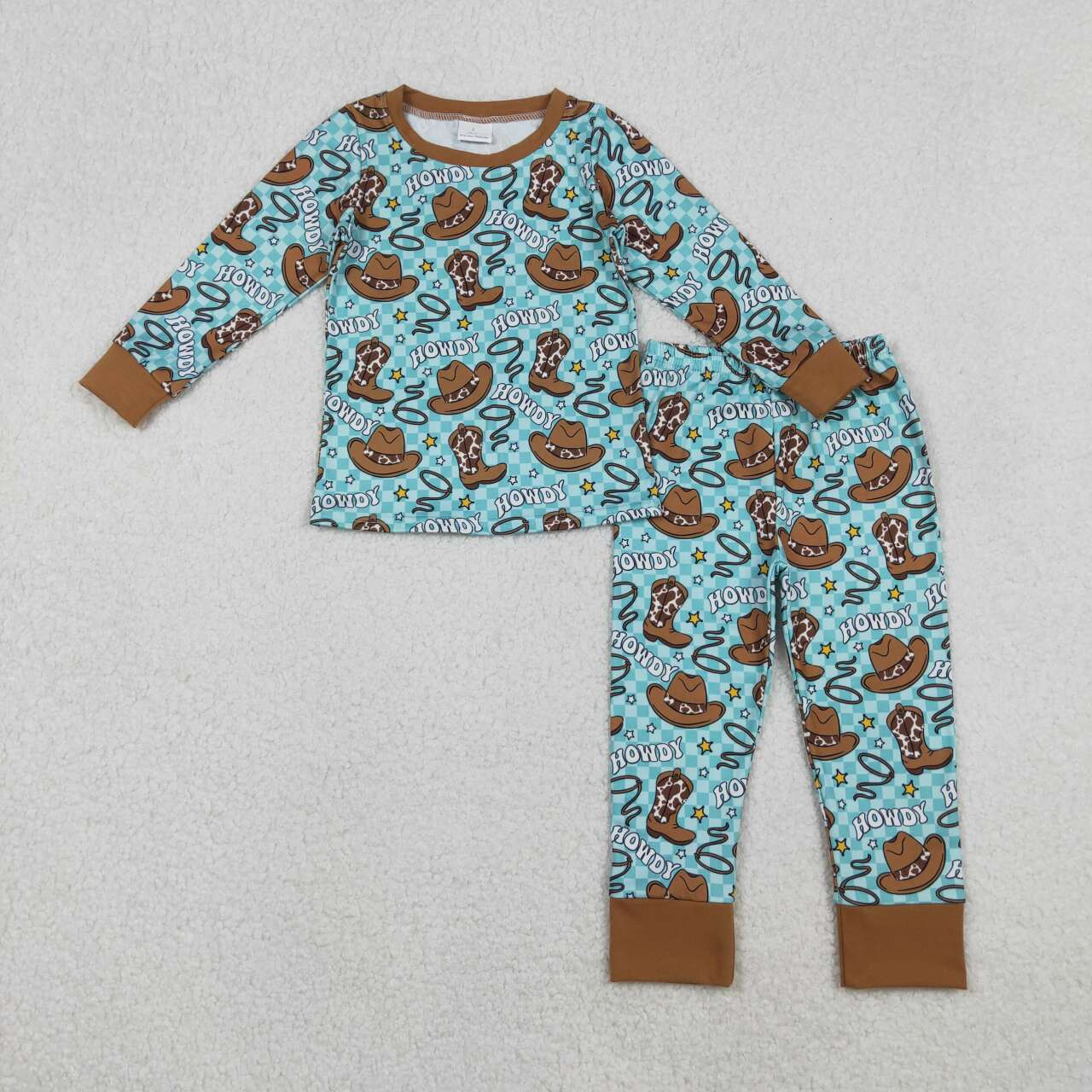 western Hat Boots long sleeve kids pajamas BLP1207