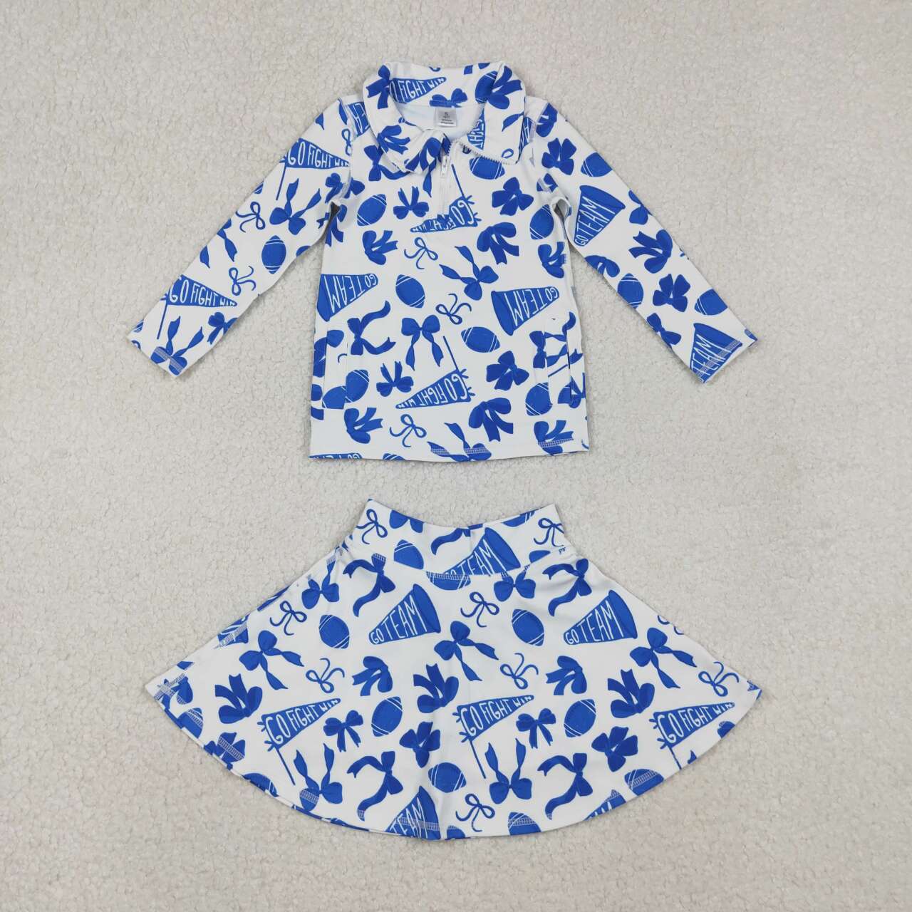 athletic Football Go Team Blue girls skort set