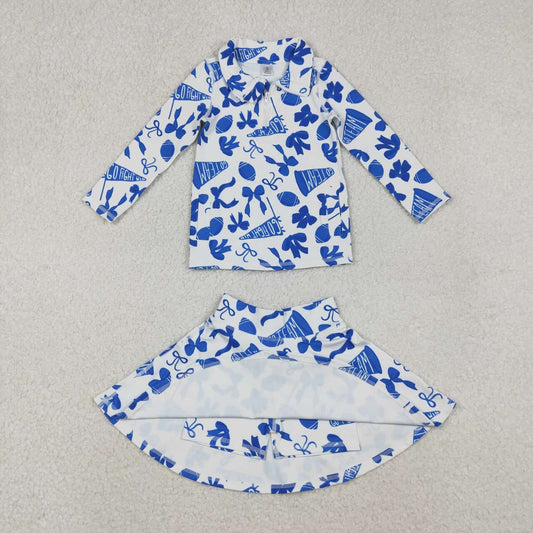 athletic Football Go Team Blue girls skort set