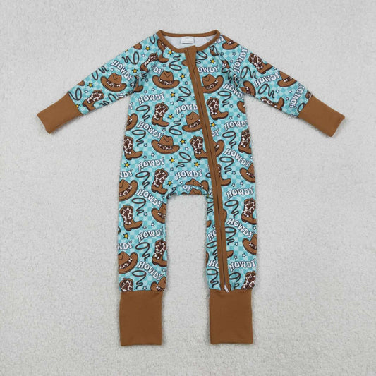 western Boot Hat long sleeve Baby Romper LR2517