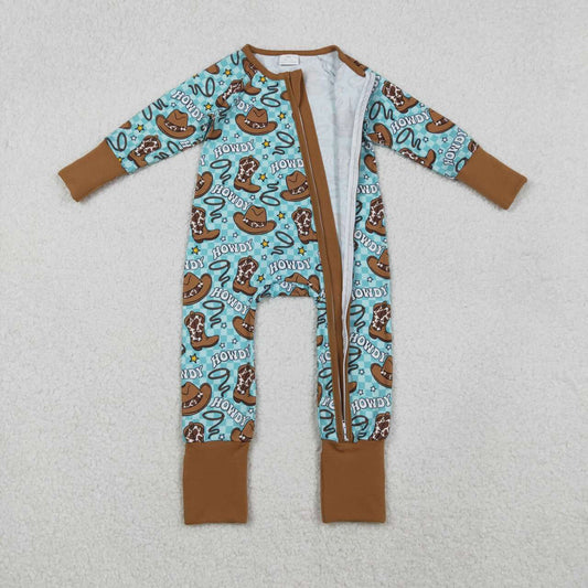 western Boot Hat long sleeve Baby Romper LR2517