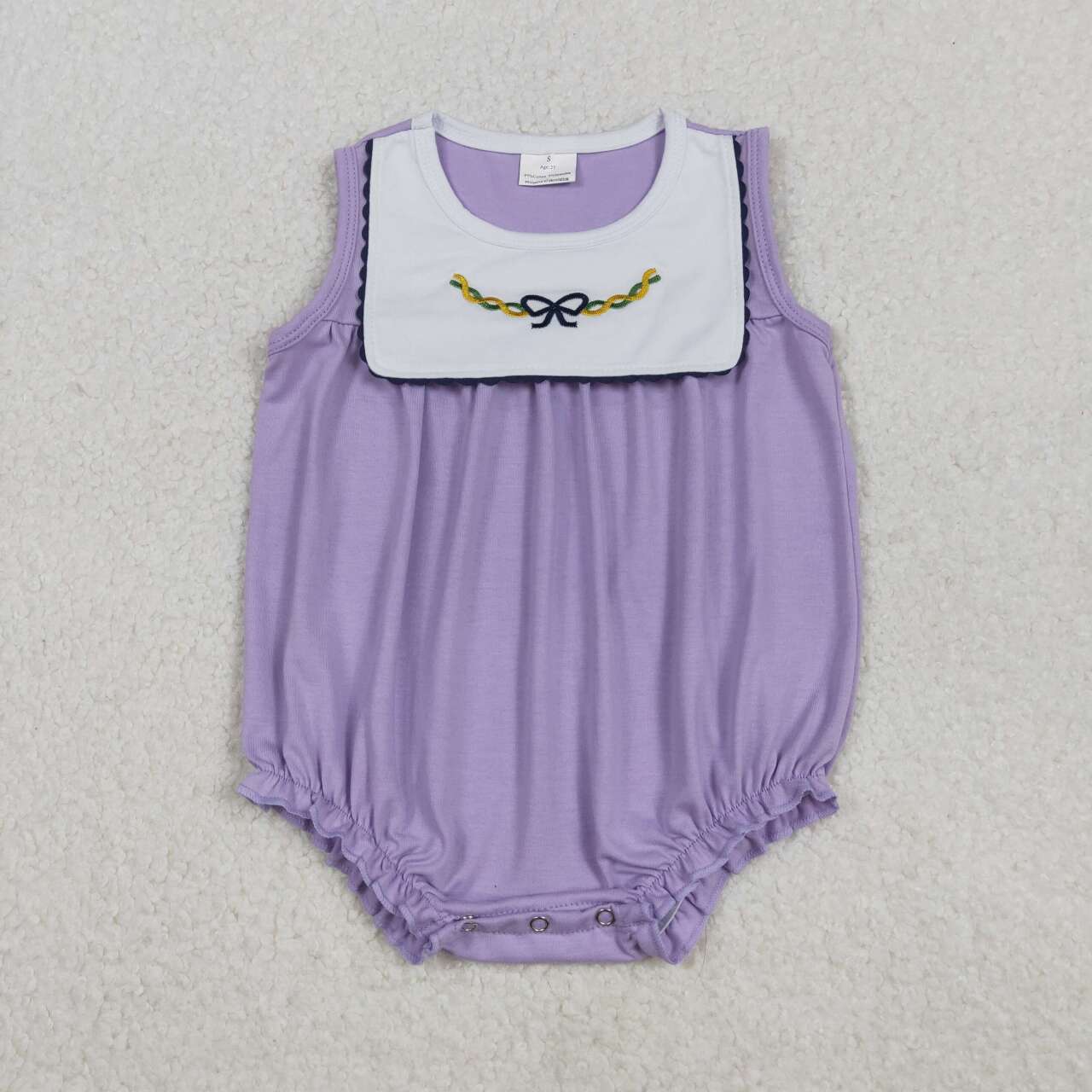 Bow embroidery sleeveless baby Romper  SR3235