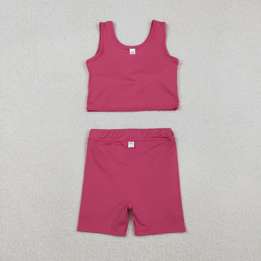 Hot Pink sleeveless yoga sports Girls Set GSD2657