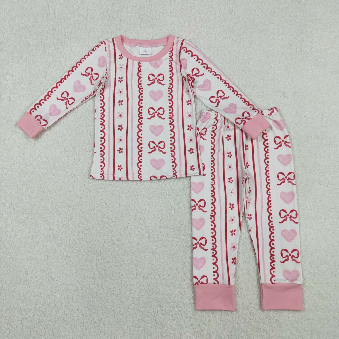 Valentine's Day Pink Heart Long-Sleeved Pajamas GLP2984