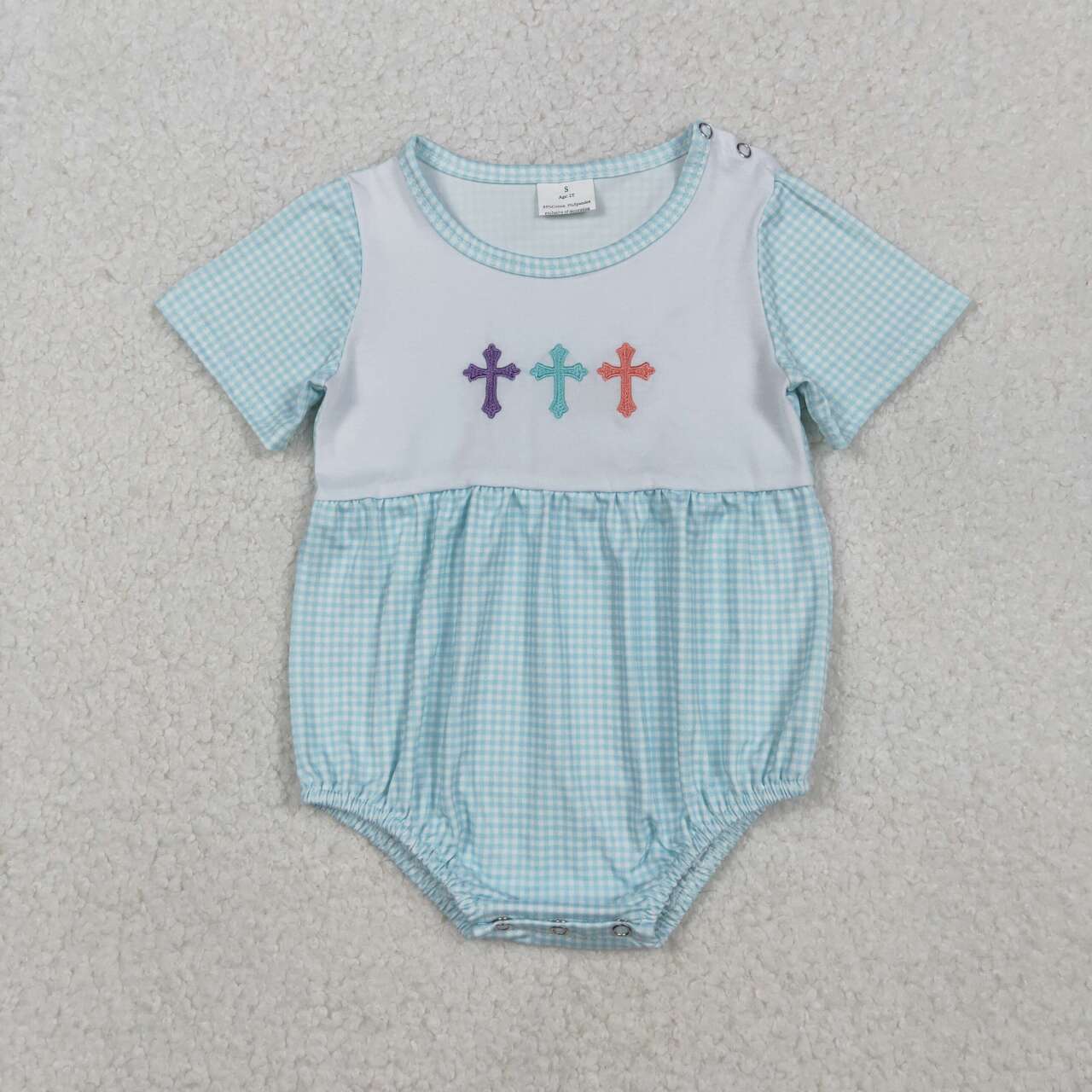 Easter Embroidered Cross baby Romper SR3215
