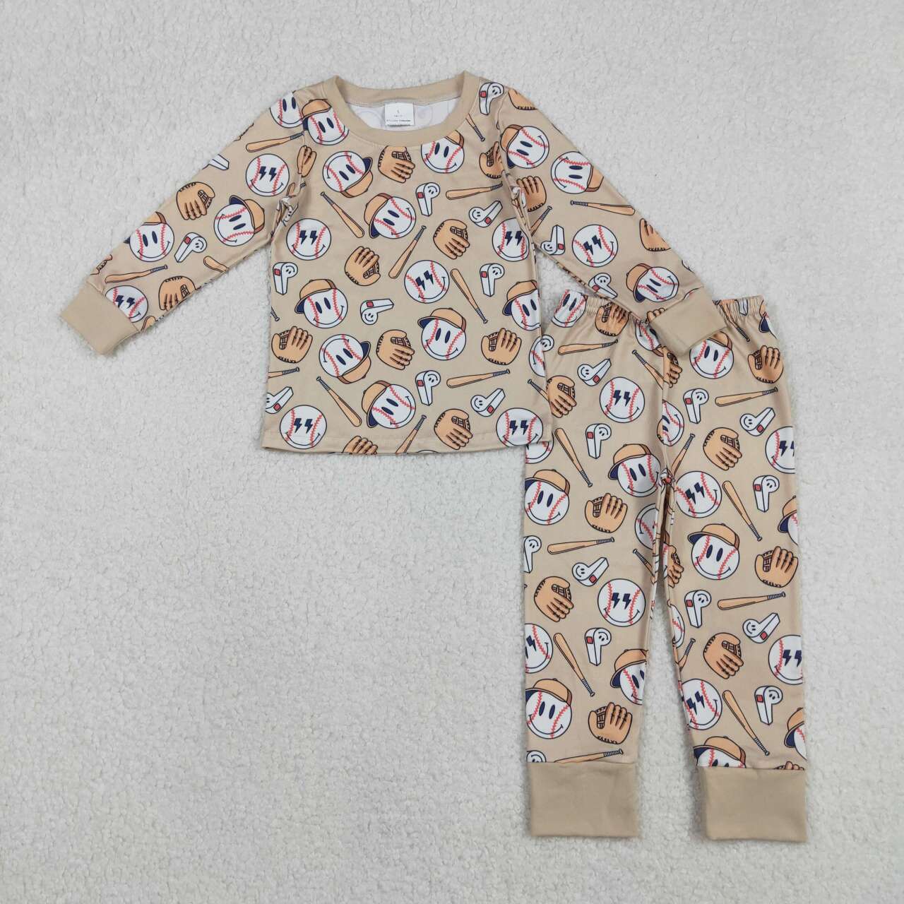 Baseball khaki long-sleeve pajamas BLP1346