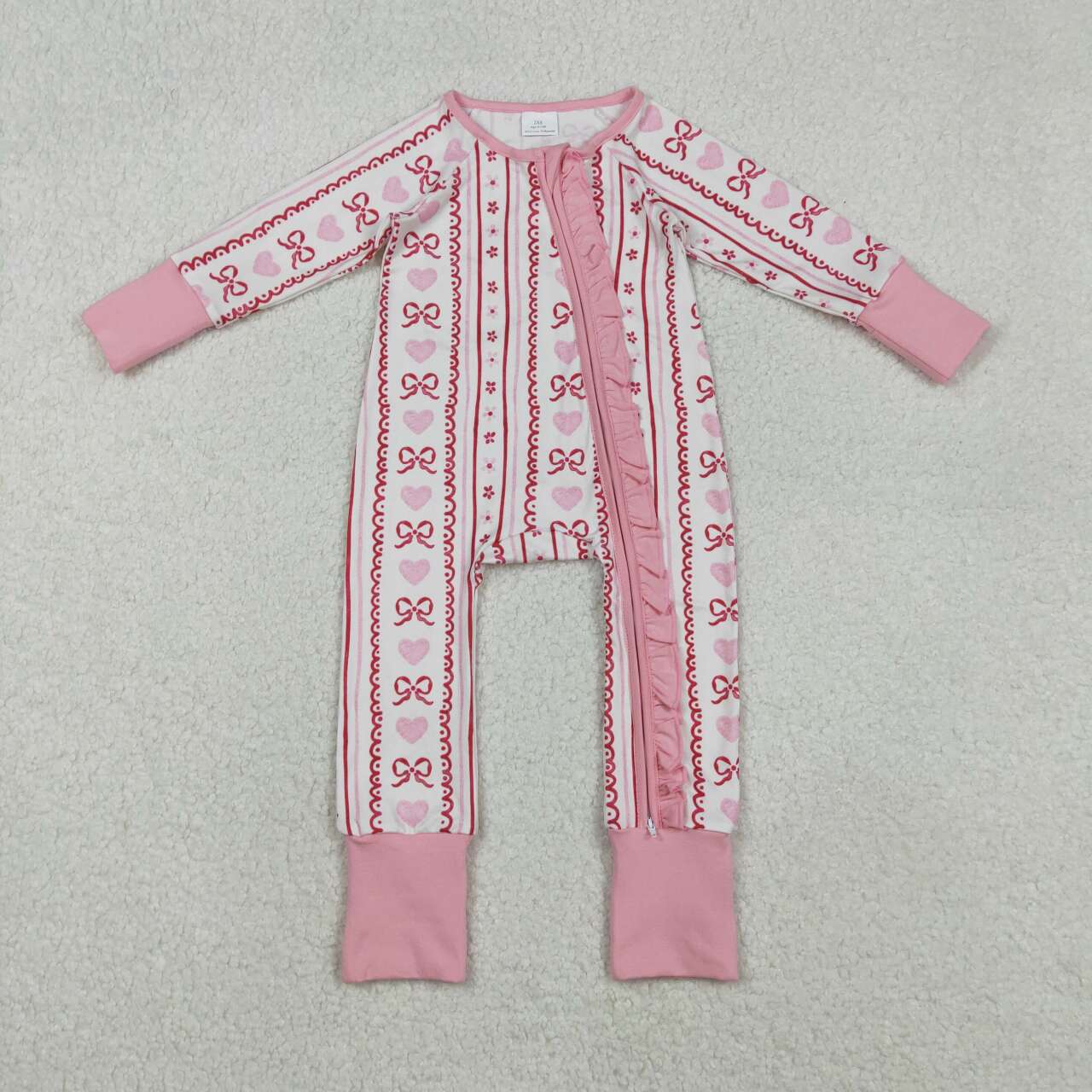 Valentine's Day pink hearts long sleeve Baby Romper LR2781