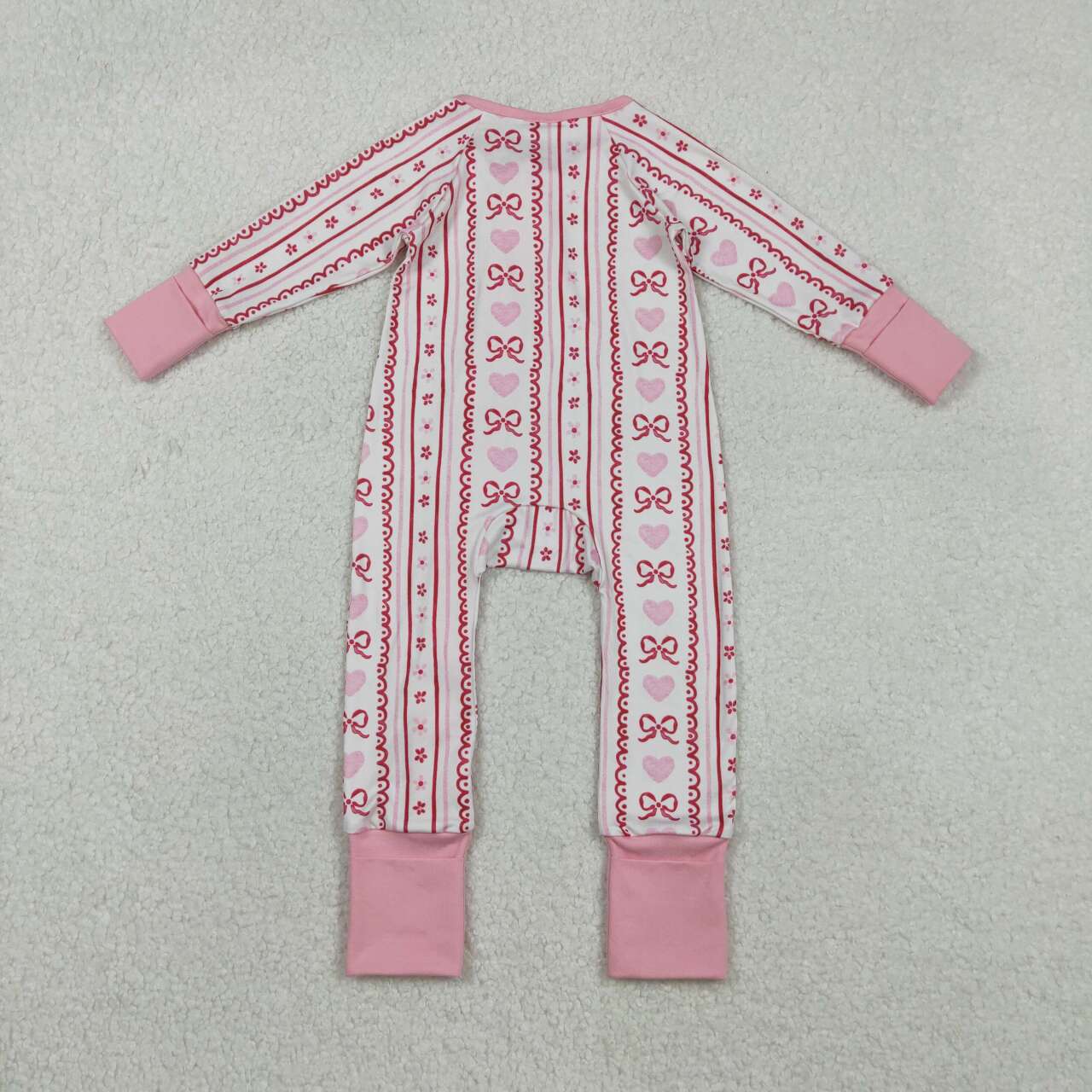 Valentine's Day pink hearts long sleeve Baby Romper LR2781