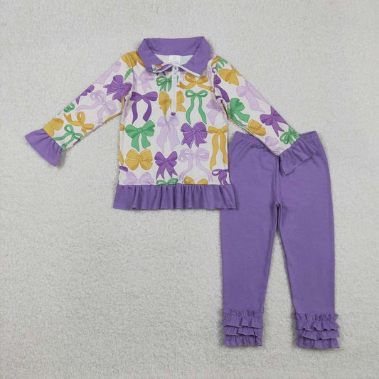 Purple Bow leggings Pants Girls Set GLP2823