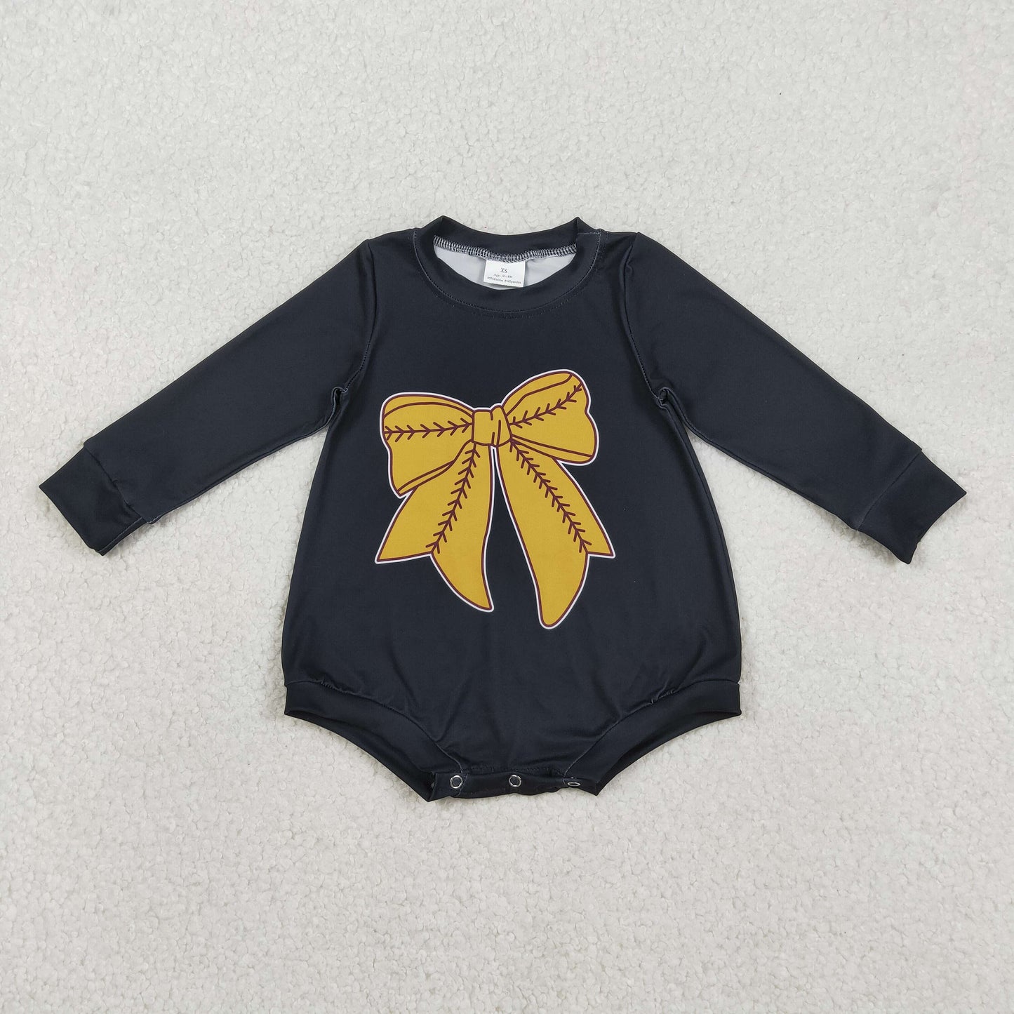 Black Bow Long Sleeve Baby Romper LR2774