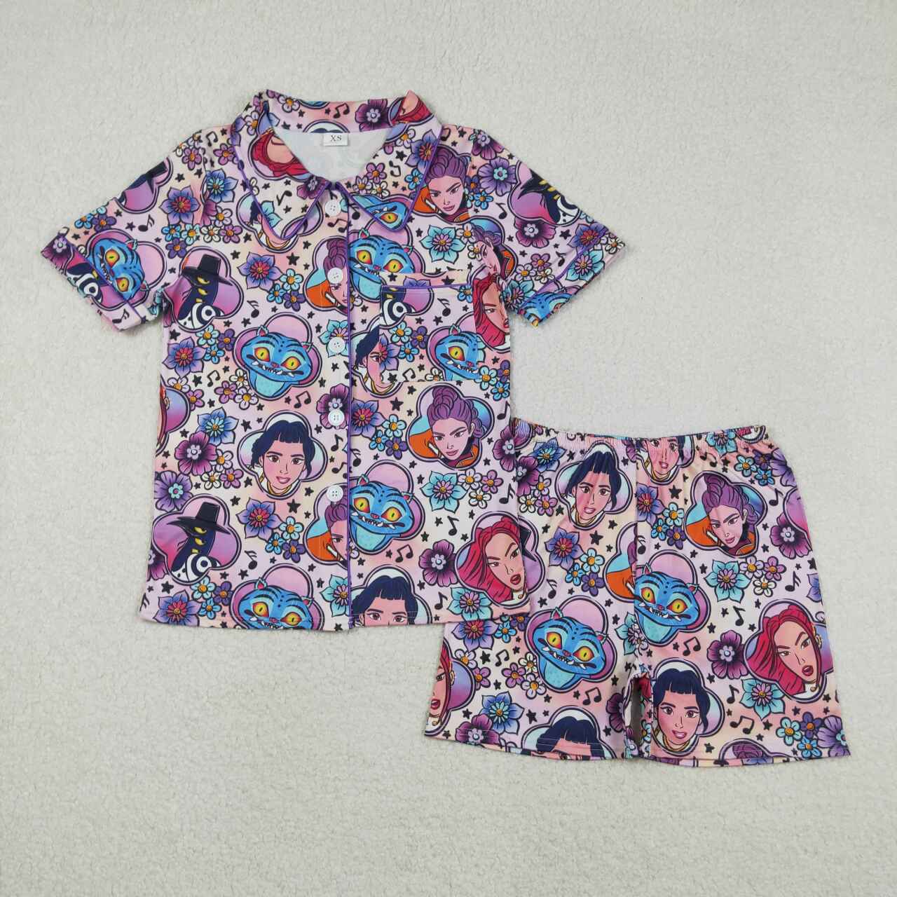 Adult Hot Pink Cartoon Print short pajamas GSSO2770