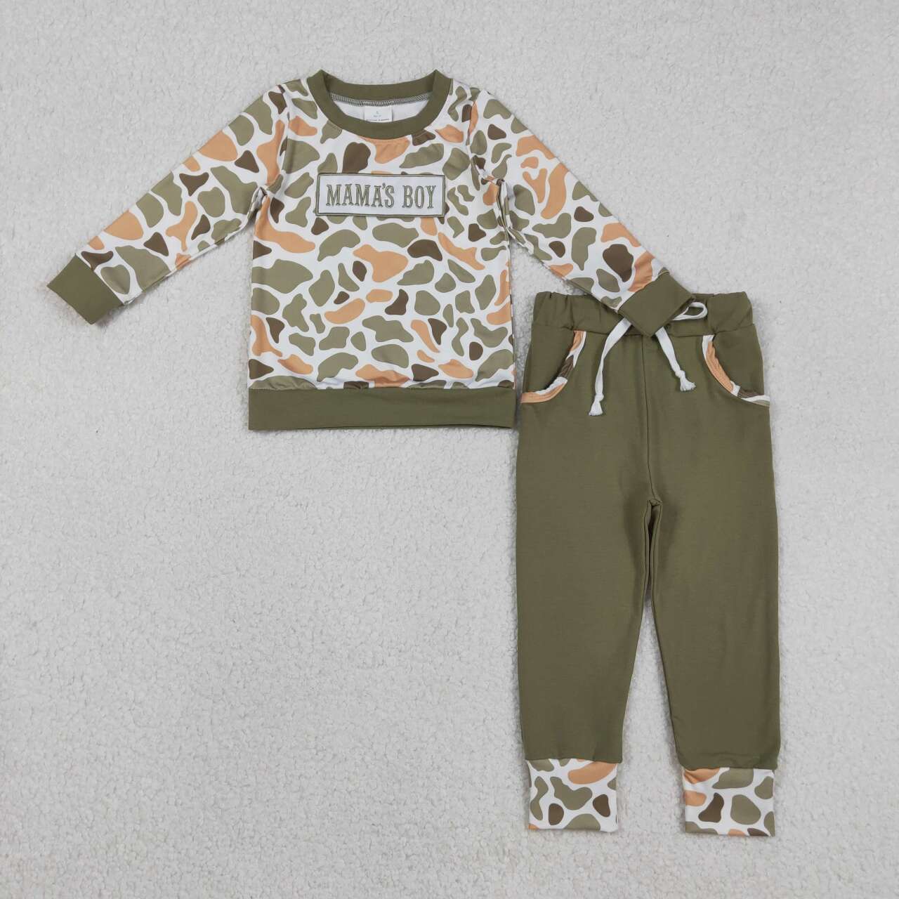 Camo embroidery MAMA'S Boy Long sleeve boy set BLP1339