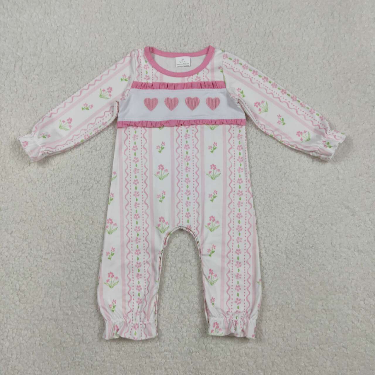 Valentine's Day Embroidered Heart baby Romper LR2714