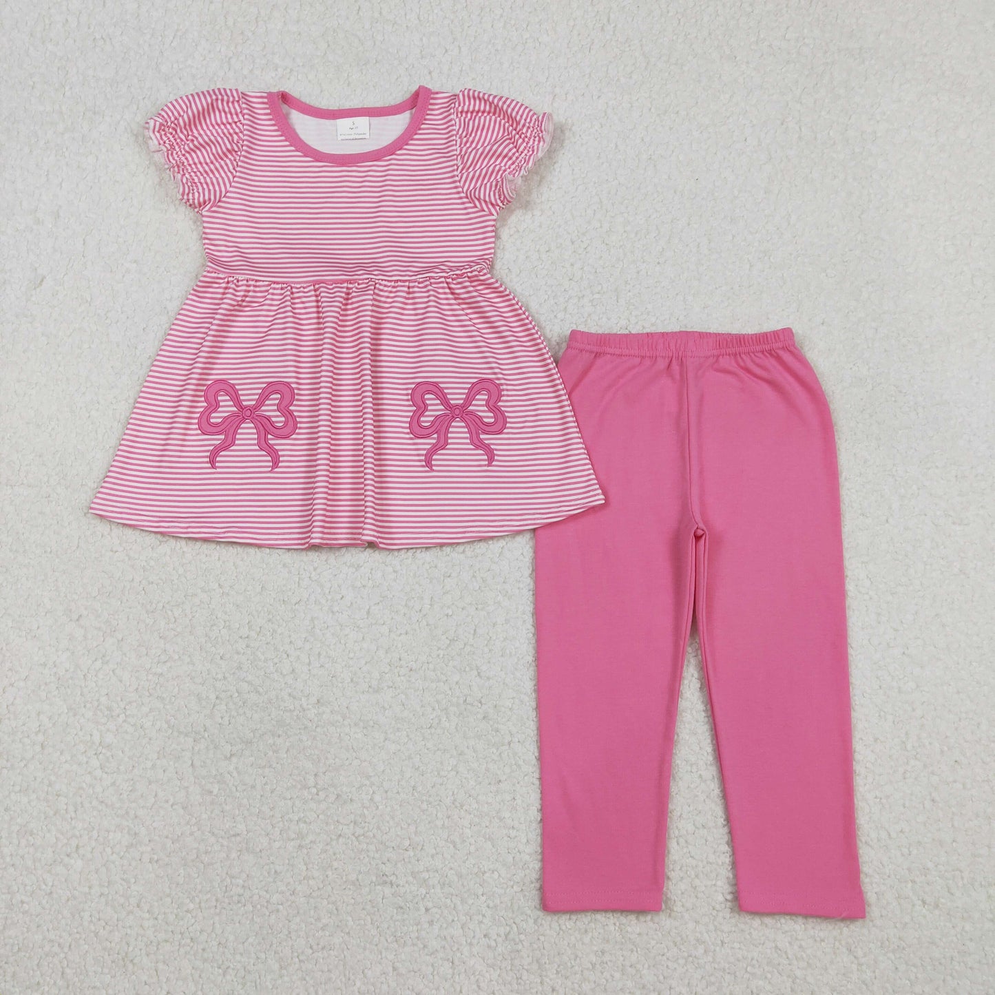 Valentine's Day Embroidered Stripe Heart Girls Set GSPO2150