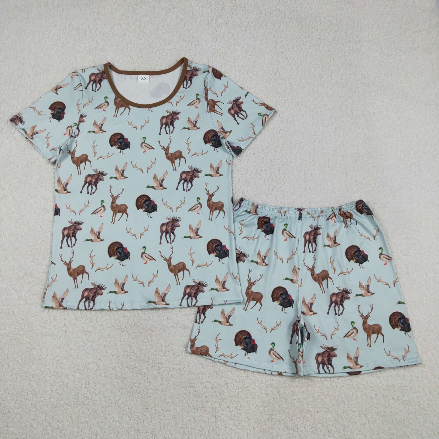 Adult Deer Duck Short Sleeve pajamas GSSO2711