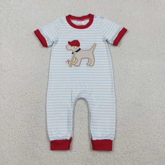 embroidered dog Short sleeve baby Romper SR3330