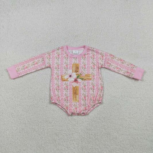 floral cross Boy baby Romper LR2837