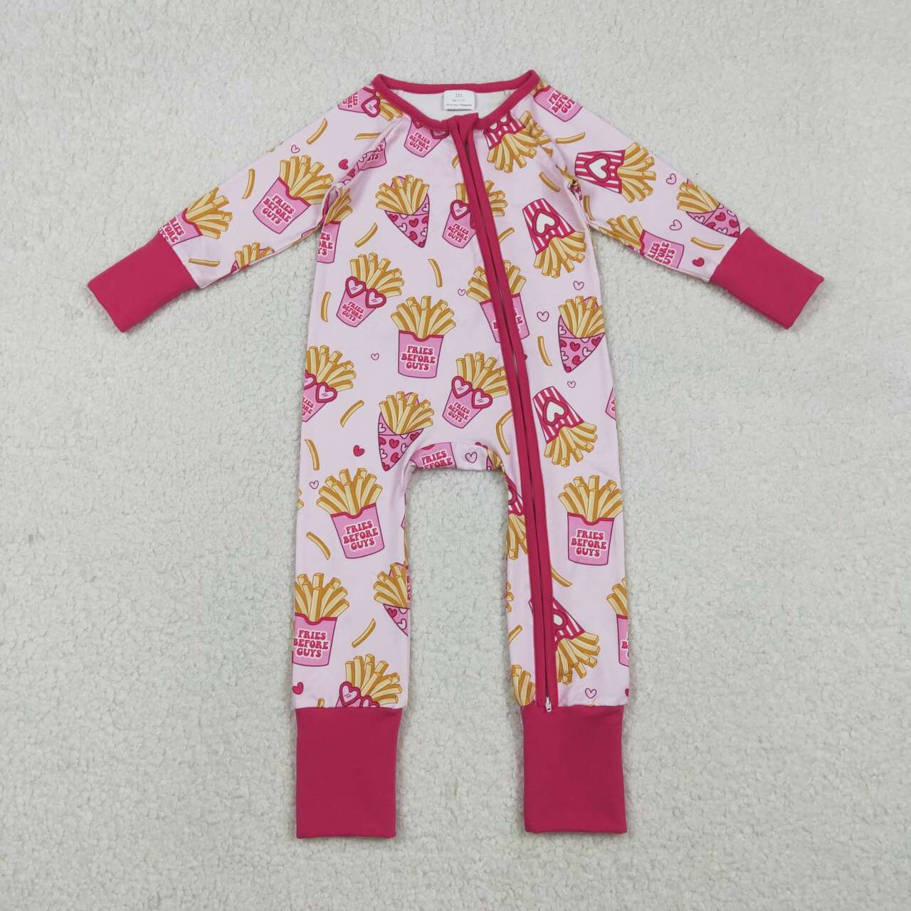 Valentine's Day fries Full Zipper Baby Romper LR2843