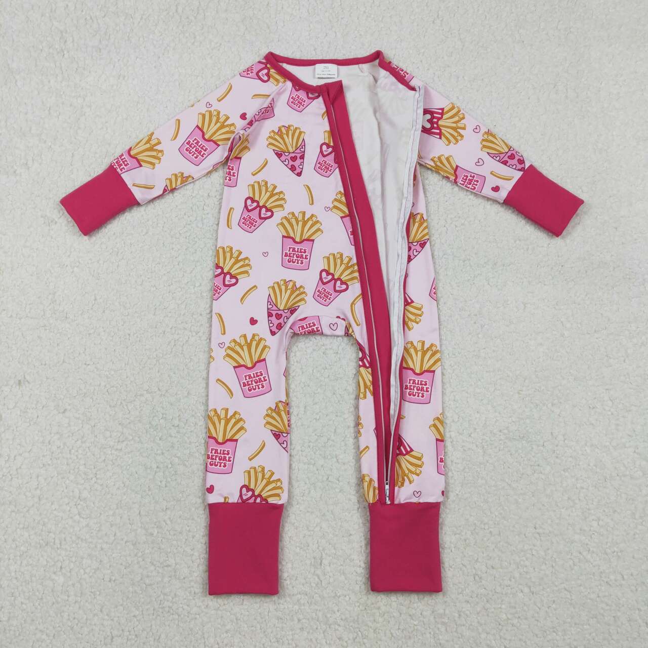 Valentine's Day fries Full Zipper Baby Romper LR2843