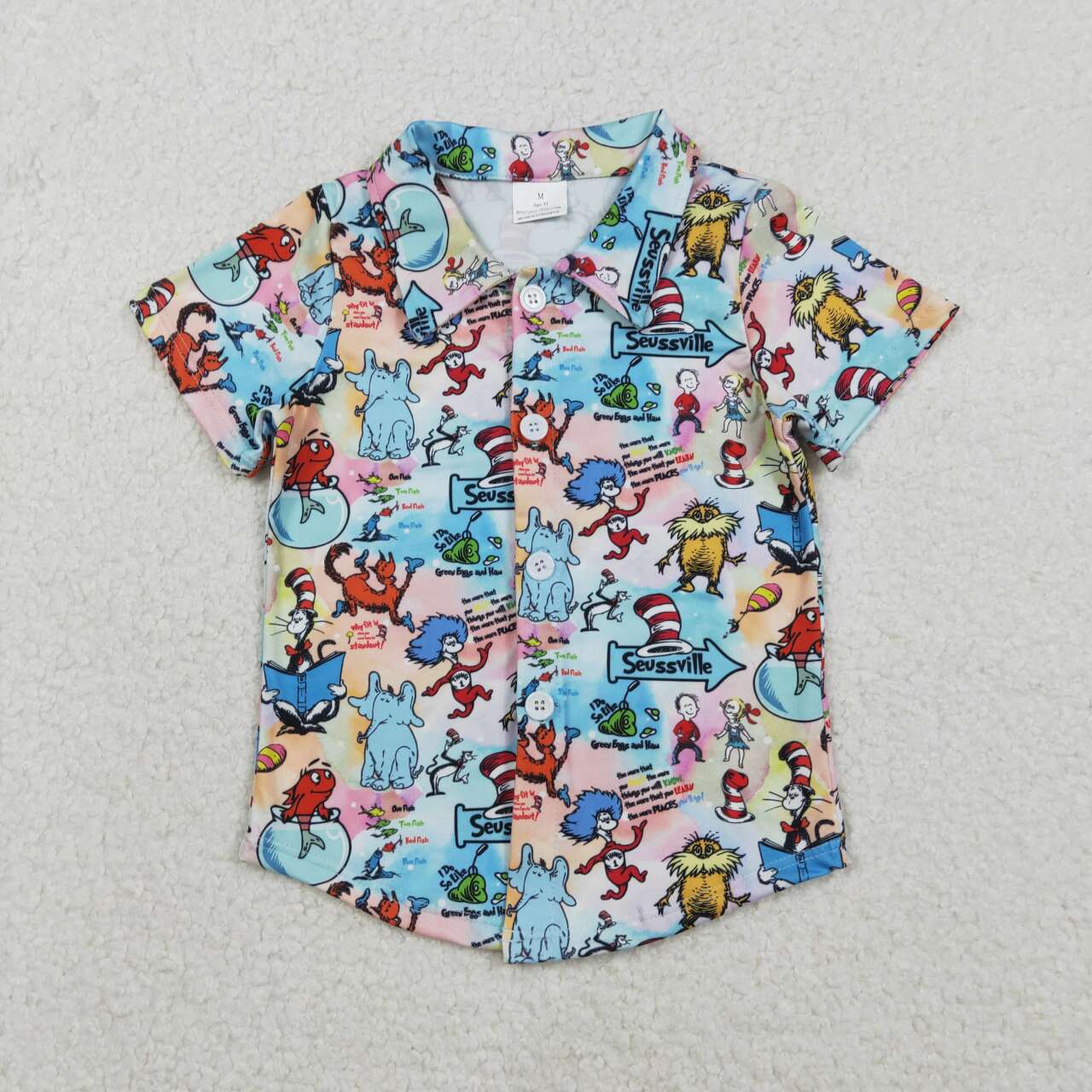 Blue Cartoon Button up Boy Shirt BT1461