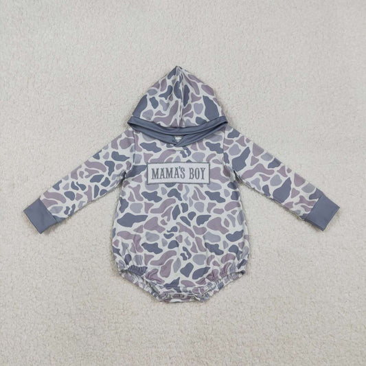 Camo Embroidery Mama's Boy baby Romper LR2794