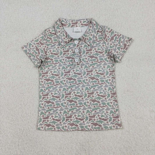 dinosaur camouflage Button Top BT1354