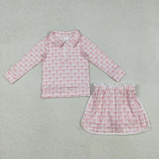 Pink Bow Short Skort Girls Set GLD1014