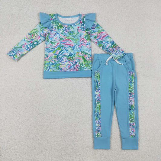 Blue seaweed long sleeve Girls Set GLP2832