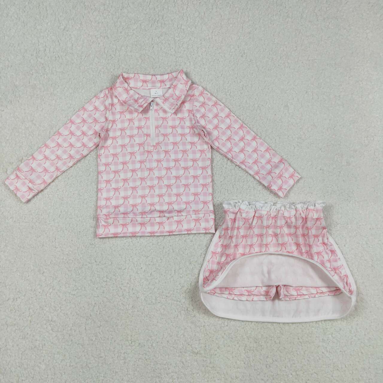 Pink Bow Short Skort Girls Set GLD1014