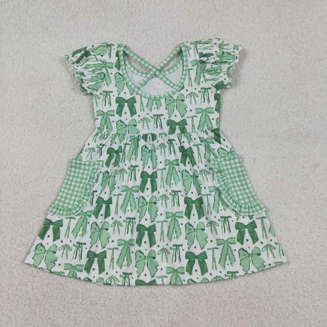 st patrick day Bow long Sleeve Girls Dress GSD2903
