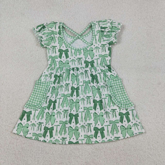 st patrick day Bow long Sleeve Girls Dress GSD2903