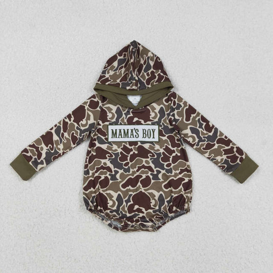 Camo Embroidery Mama's Boy baby Romper LR2791