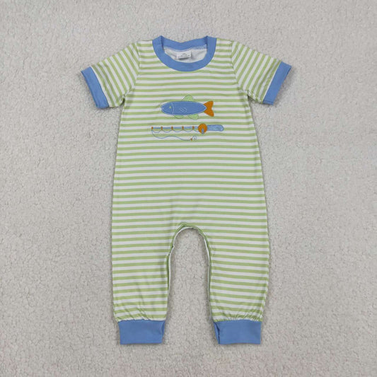Striped Embroidered Fish Boy Baby Romper SR3329
