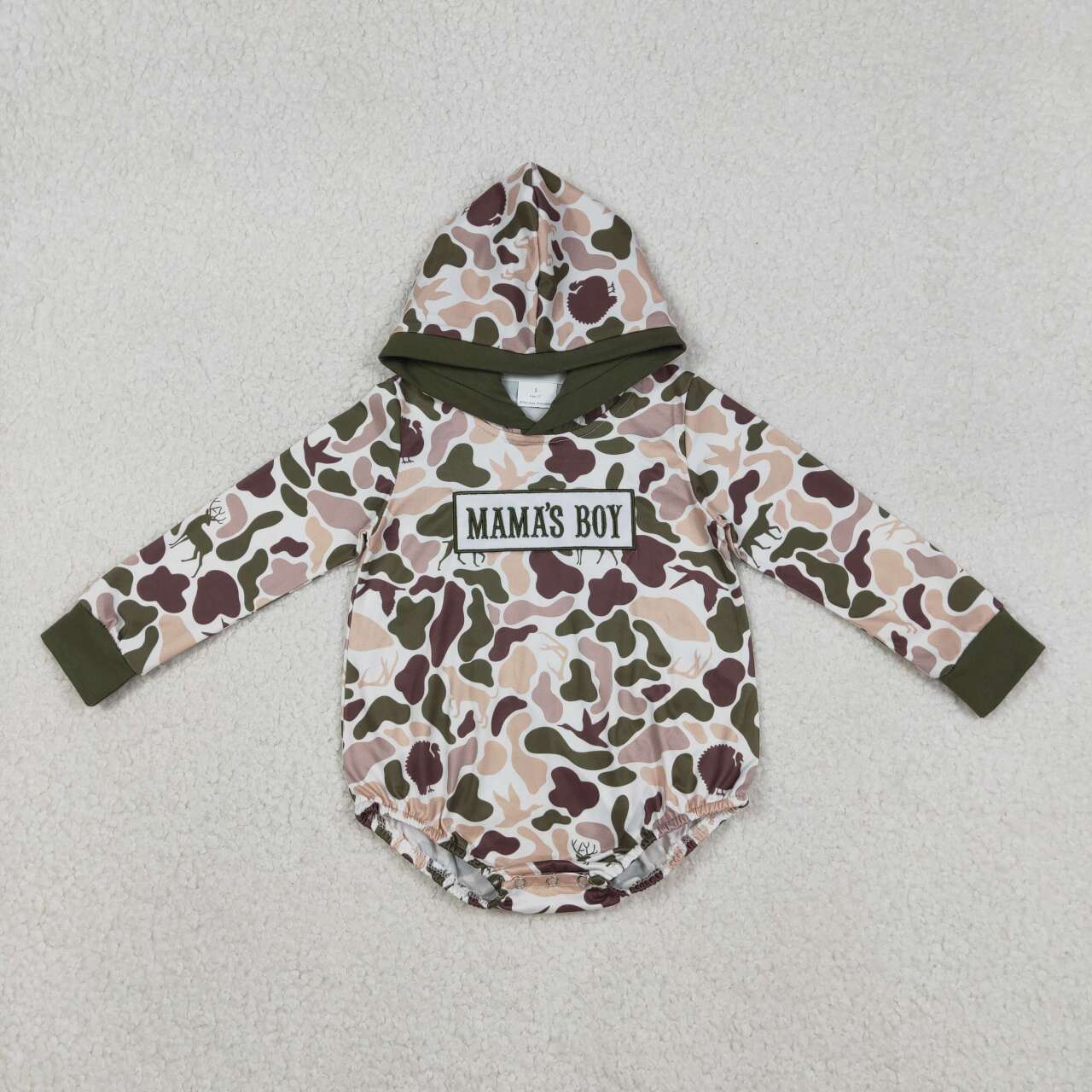 Camo Embroidery Mama's Boy baby Romper LR2797