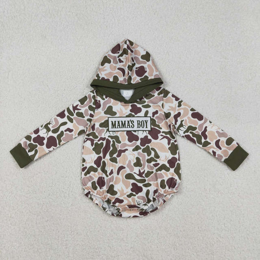 Camo Embroidery Mama's Boy baby Romper LR2797