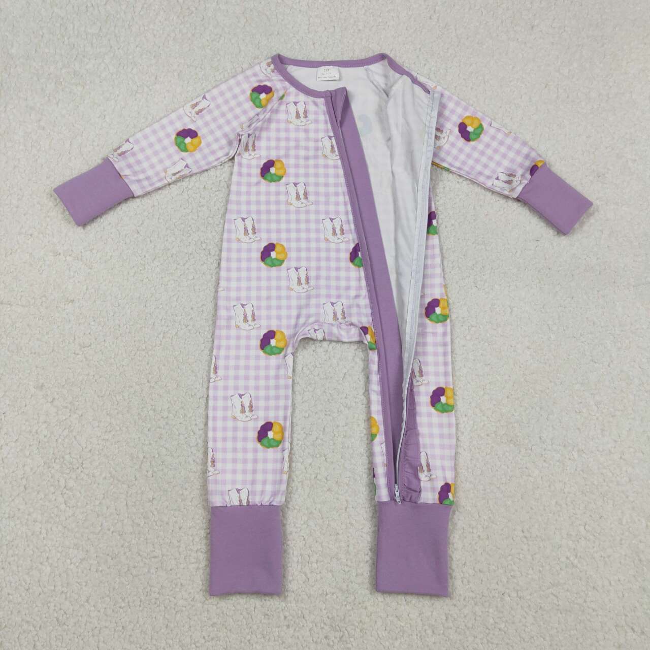Mardi Gras Full Zipper Baby Romper LR2783