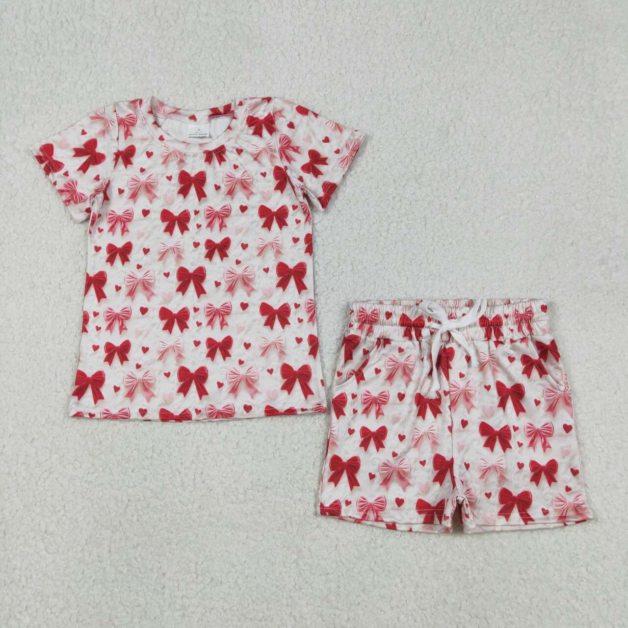 Valentine's Day Hearts Bow Girls Set